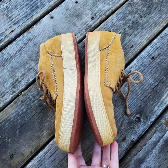 Vintage Barleycorn Banana Republic Collab Nubuck Tan Leather Platform Sneakers 8 - Picture 4 of 12